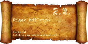 Riger Márton névjegykártya